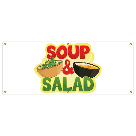 Signmission Soup & Salad Banner Heavy Duty 13 Oz Vinyl with Grommets Single Sided B-72 Soup & Salad